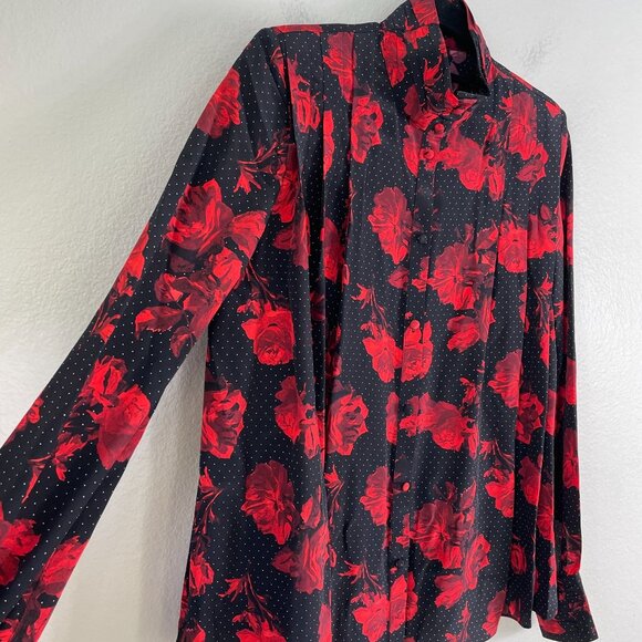 The Kooples Red and Black Floral Blouse - Picture 13 of 16